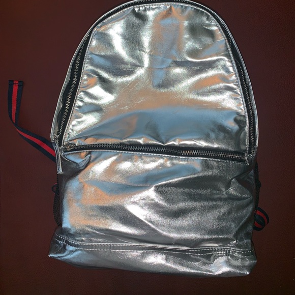 Handbags - Metallic Silver Backpack
